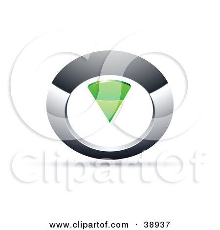Clipart Illustration of a Pre-Made Logo Of A Chrome And Green Circular Knob by beboy