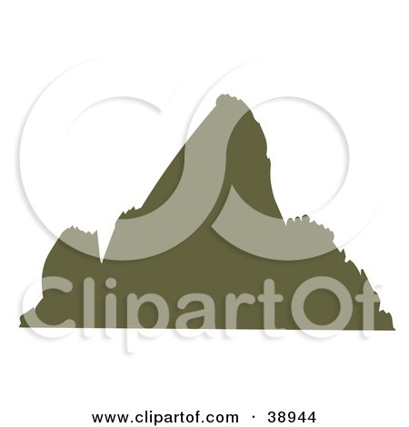 Clipart Illustration of a Brown Silhouetted Steep Mountain by Tonis Pan