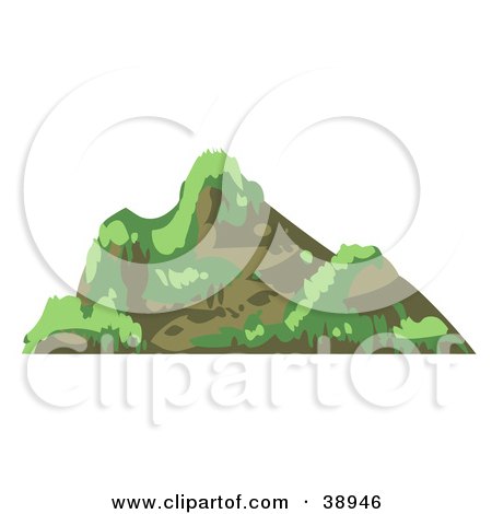 Clipart Illustration of a Craggy Mountain With Grass by Tonis Pan