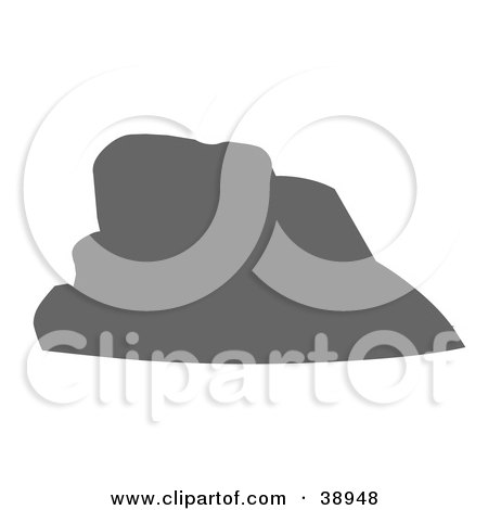 Clipart Illustration of a Gray Silhouetted Lopsided Boulder by Tonis Pan