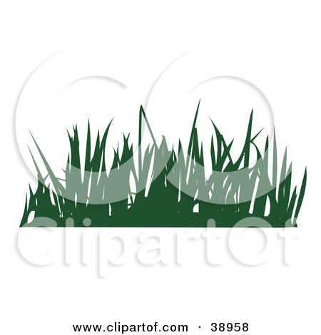 Clipart Illustration of a Tuft of Silhouetted Green Lawn by Tonis Pan