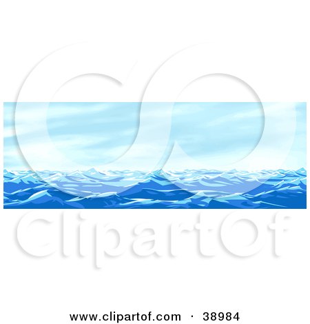 Clipart Illustration of a Seascape Of Blue Waves Under A Blue Sky by Tonis Pan