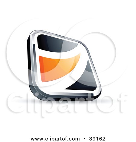 Clipart Illustration of a Pre-Made Logo Of A Black Square Button With An Orange Wave by beboy