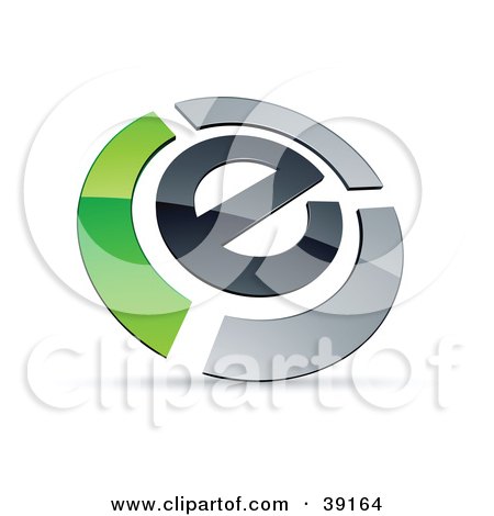 Clipart Illustration of a Pre-Made Logo Of An E Circled By Chrome And Green Bars by beboy