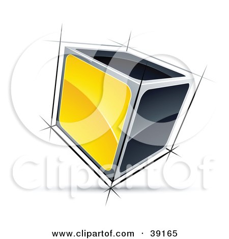 Clipart Illustration of a Pre-Made Logo Of A 3d Cube With Yellow And Black Sides by beboy