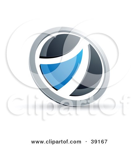 Clipart Illustration of a Pre-Made Logo Of A Black And Blue Round Button by beboy