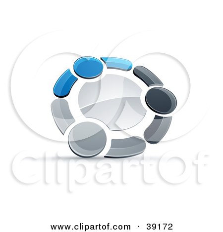 Pre-Made Logo Of A Circle Of Three Blue, Gray And Black People Holding Hands Posters, Art Prints
