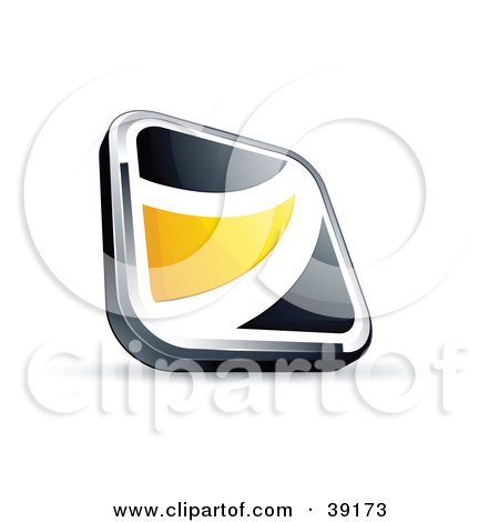 Clipart Illustration of a Pre-Made Logo Of A Black Square Button With A Yellow Wave by beboy