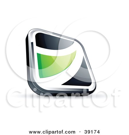 Clipart Illustration of a Pre-Made Logo Of A Black Square Button With A Green Wave by beboy