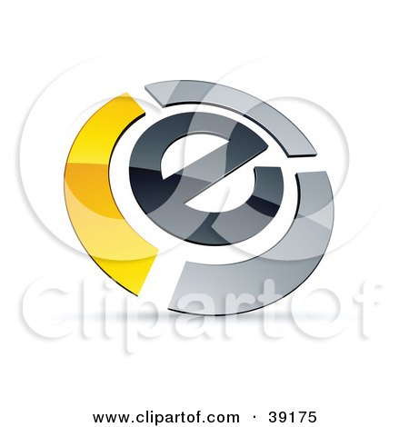 Clipart Illustration of a Pre-Made Logo Of An E Circled By Chrome And Yellow Bars by beboy