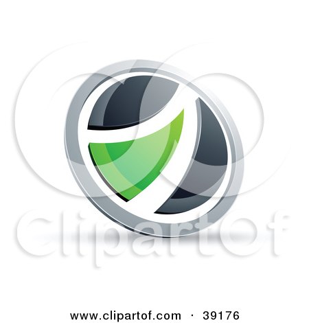 Clipart Illustration of a Pre-Made Logo Of A Black And Green Round Button by beboy