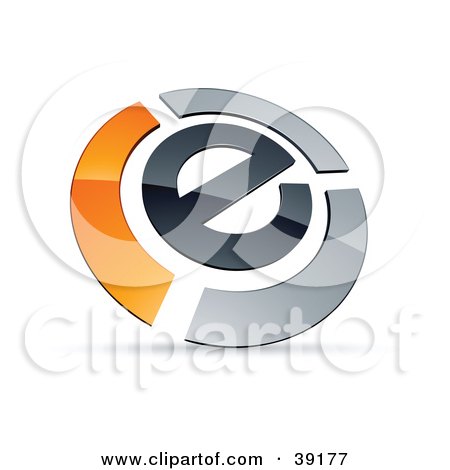 Clipart Illustration of a Pre-Made Logo Of An E Circled By Chrome And Orange Bars by beboy