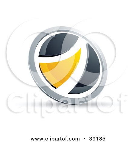 Clipart Illustration of a Pre-Made Logo Of A Black And Yellow Round Button by beboy