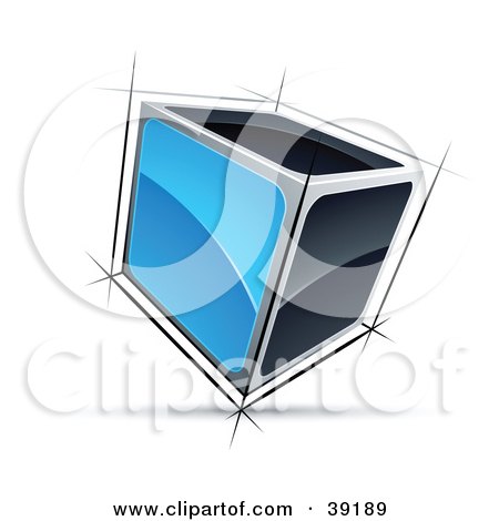 Clipart Illustration of a Pre-Made Logo Of A 3d Cube With Blue And Black Sides by beboy