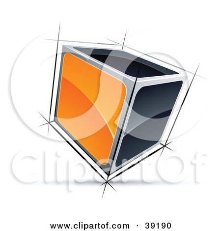 Clipart Illustration of a Pre-Made Logo Of A 3d Cube With Orange And Black Sides by beboy