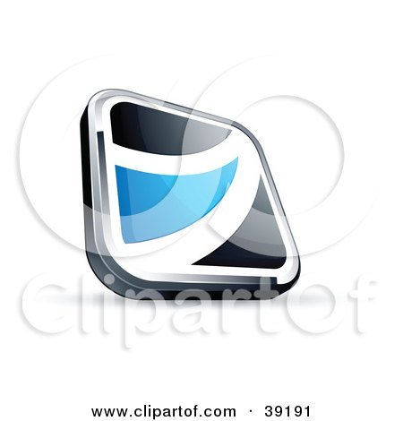 Clipart Illustration of a Pre-Made Logo Of A Black Square Button With A Blue Wave by beboy