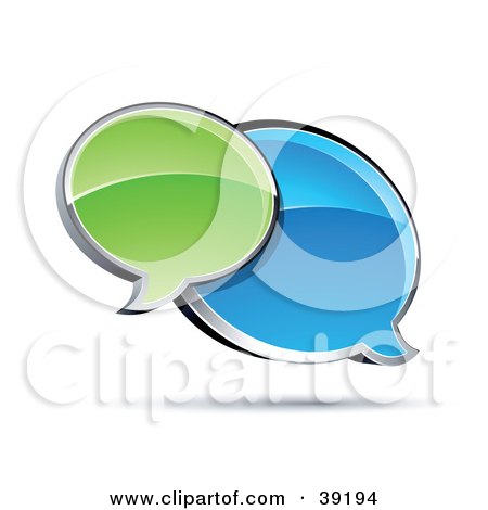 Clipart Illustration of Shiny Green And Blue Chat Windows by beboy
