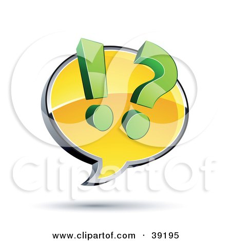 Clipart Illustration of a Yellow Customer Service Chat Window With A Question Mark And Exclamation Point by beboy