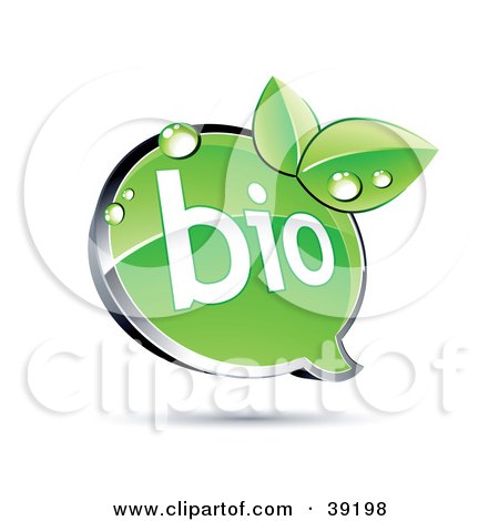Clipart Illustration of a Shiny Green Bio Chat Window With Organic Dewy Leaves by beboy