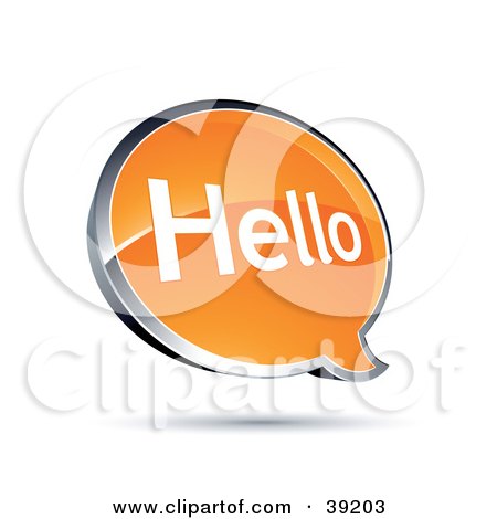 Clipart Illustration of a Shiny Orange Hello Chat Window by beboy
