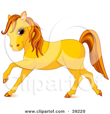 Clipart Illustration of a Cute Orange Horse Prancing by Pushkin