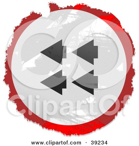 Clipart Illustration of a Grungy Red, White And Black Circular Four Arrows Sign by Prawny