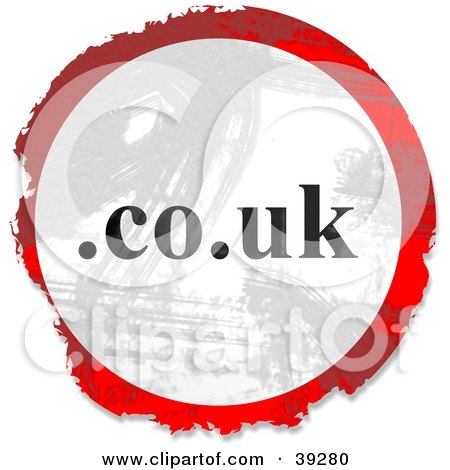 Clipart Illustration of a Grungy Red, White And Black Circular Co Dot UK Sign by Prawny