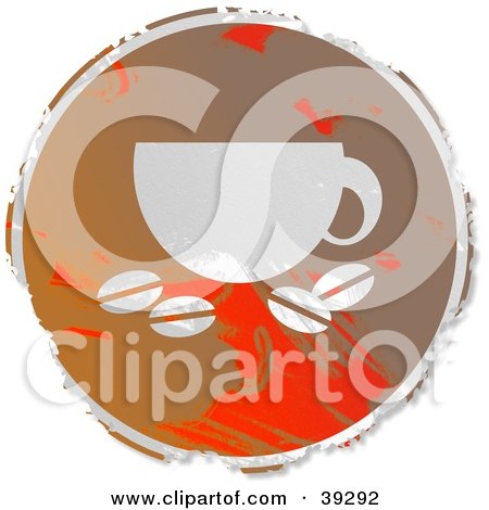 Clipart Illustration of a Grungy Brown And Red Circular Java Sign by Prawny