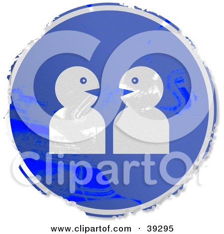 Clipart Illustration of a Grungy Blue Circular Chatting Sign by Prawny
