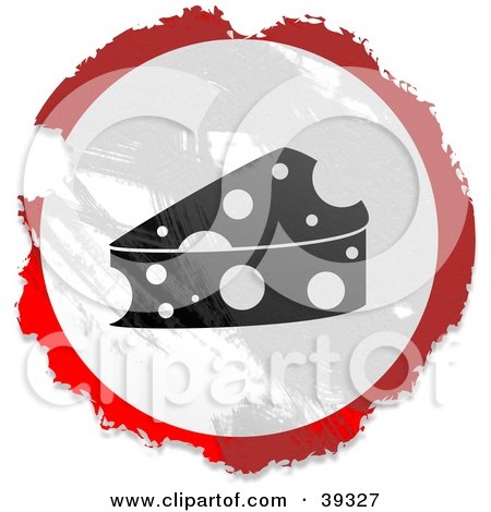 Clipart Illustration of a Grungy Red, White And Black Circular Swiss Cheese Sign by Prawny