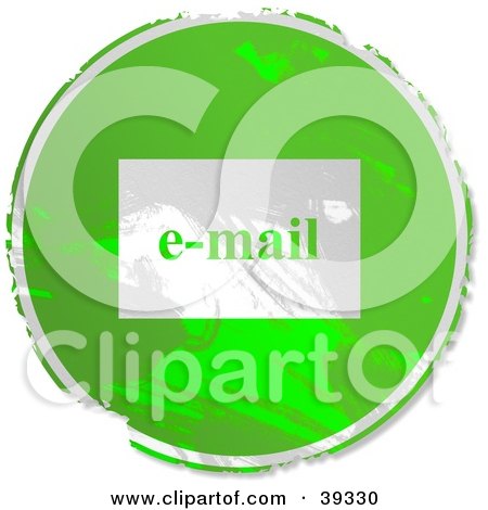 Clipart Illustration of a Grungy Green Circular Email Sign by Prawny