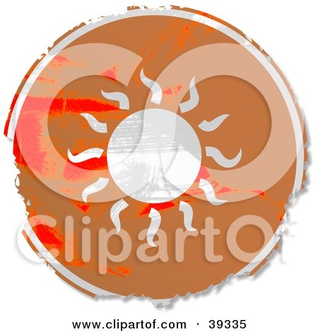Clipart Illustration of a Grungy Orange Circular Sun Sign by Prawny