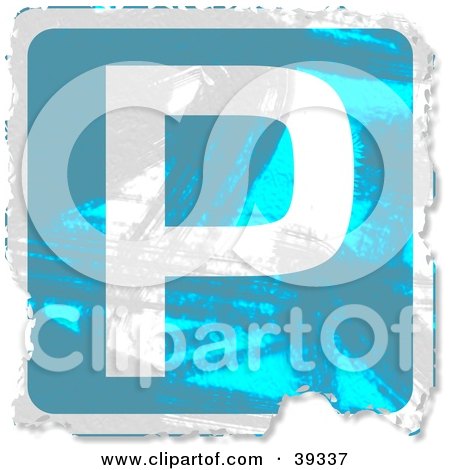 Clipart Illustration of a Blue Grungy Square Parking Sign by Prawny
