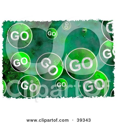 Clipart Illustration of a Background Of Grungy Green Go Signs by Prawny