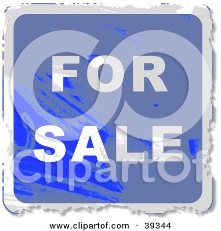 Clipart Illustration of a Blue Grungy Square For Sale Sign by Prawny
