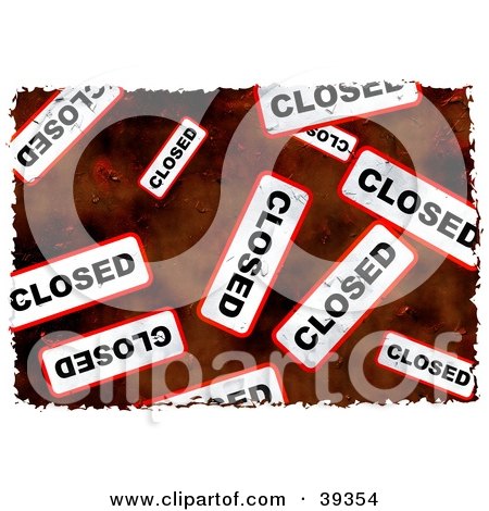Clipart Illustration of a Background Of Grungy Red And White Closed Signs by Prawny