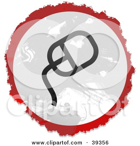 Clipart Illustration of a Grungy Red, White And Black Circular Computer Mouse Sign by Prawny