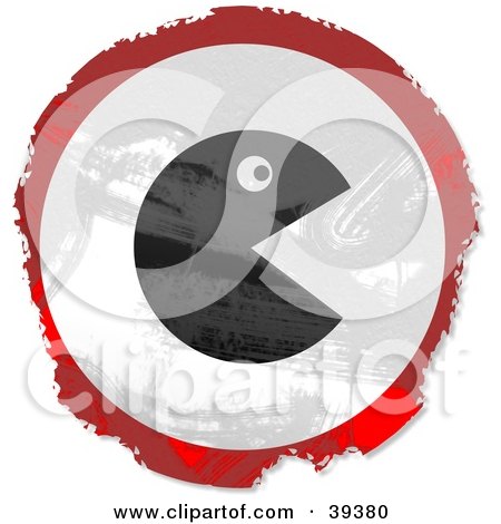 Clipart Illustration of a Grungy Red, White And Black Circular Gaming Sign by Prawny