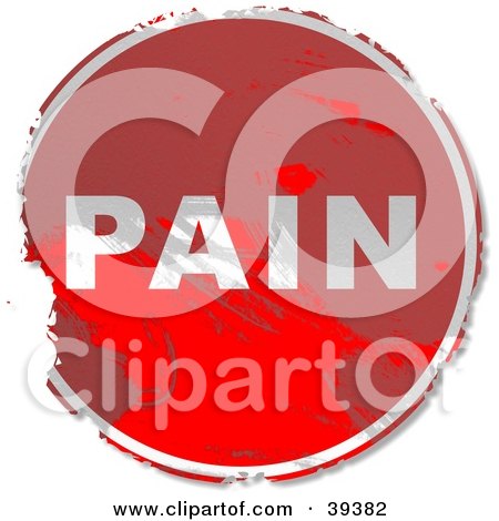 Clipart Illustration of a Grungy Red Circular Pain Sign by Prawny