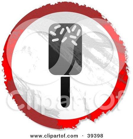 Clipart Illustration of a Grungy Red, White And Black Circular Ice Lolly Sign by Prawny