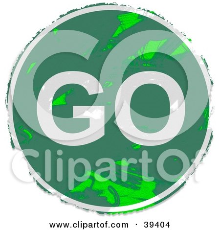Clipart Illustration of a Grungy Green Circular Go Sign by Prawny