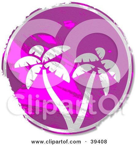 Clipart Illustration of a Grungy Purple Circular Palm Tree Sign by Prawny