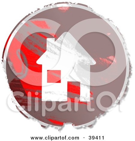 Clipart Illustration of a Grungy Red And Brown Circular House Sign by Prawny