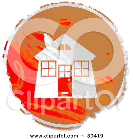 Clipart Illustration of a Grungy Red And Orange Circular Home Sign by Prawny