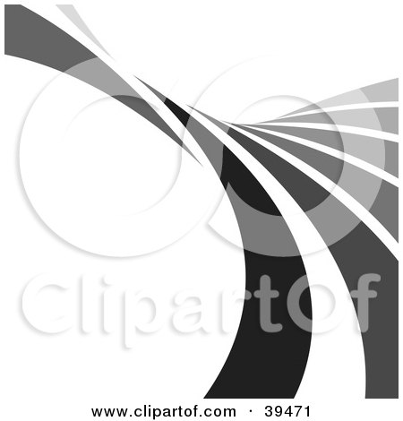 Clipart Illustration of a Wave Of Black, White And Gray Lines Curving Up And To The Left by Arena Creative