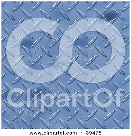 Clipart Illustration of a Textured Blue Diamond Plate Metal Background by Arena Creative