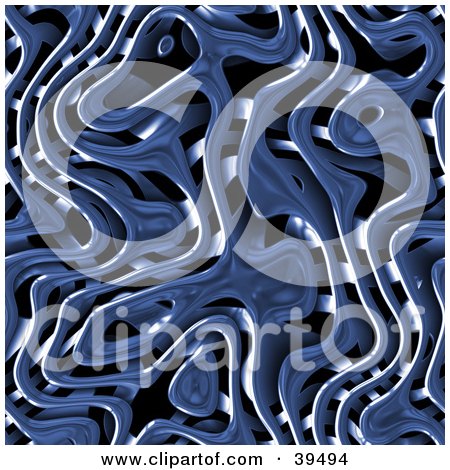 Clipart Illustration of a Twisting And Curving Blue Chrome Abstract Background by Arena Creative