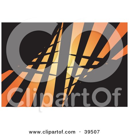 Clipart Illustration of a Background Of Twisting Black Lines Over Orange by Arena Creative
