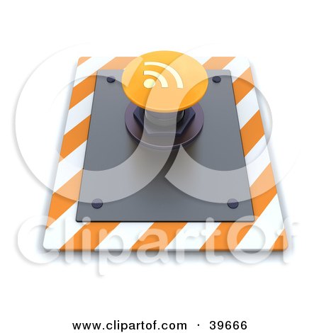 Clipart Illustration of an Orange RSS Push Button On A Control Panel by KJ Pargeter