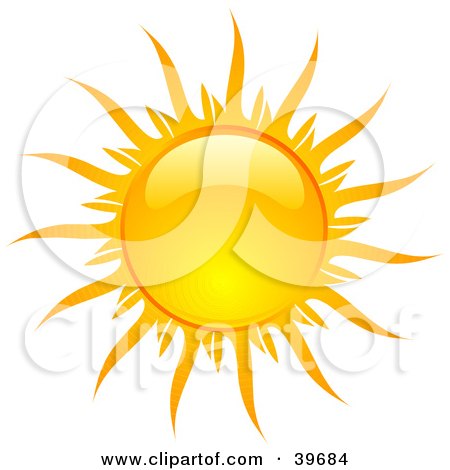 Clipart Illustration of a Bright And Shiny Orange And Yellow Summer Sun by KJ Pargeter
